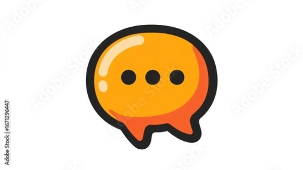 Fototapeta Orange speech bubble with three dots