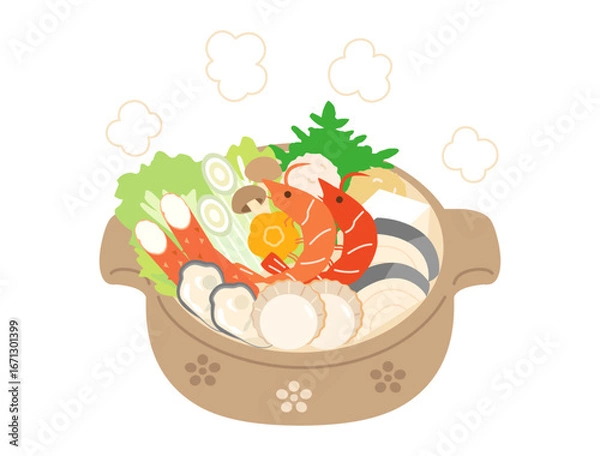 Obraz 海鮮鍋をイメージしたイラスト