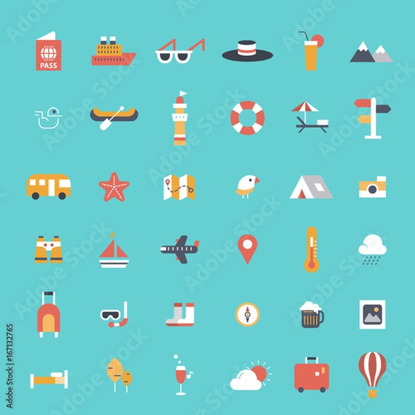 Obraz Travel Icons Set flat design