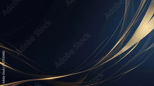 Fototapeta Luxury Black and Gold Abstract Background with Flowing Silk Lines and Elegant Design as wallpaper Illustration