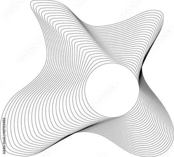 Fototapeta Flowing wave lines circle frame. Design liquid shapes
