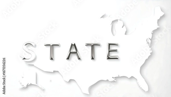 Fototapeta United States Map with State Text Overlay.