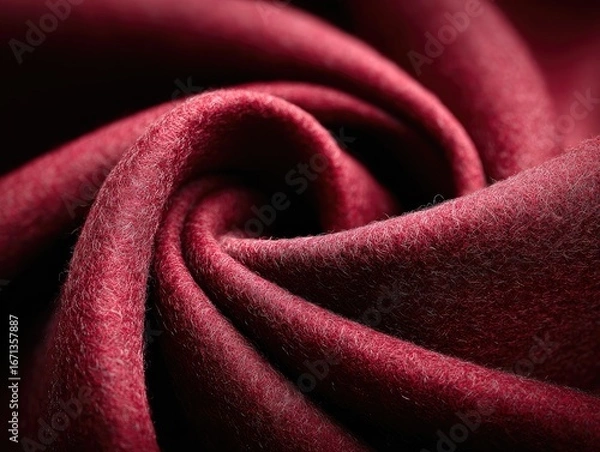 Fototapeta Deep red fabric, swirled and draped