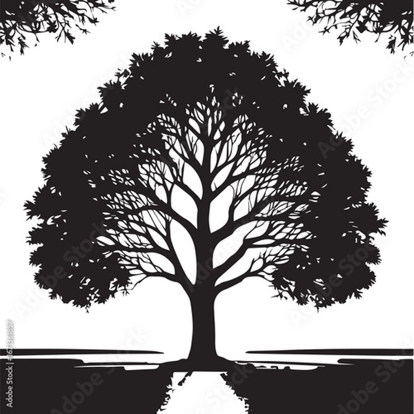 Obraz Tree silhouette Vector | Minimalist & Trendy Tree Silhouette Design | Unique & Stylish Tree Artwork for Vector design