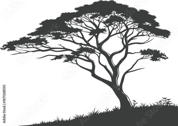 Obraz Minimalist Tree Silhouette Vector Background
