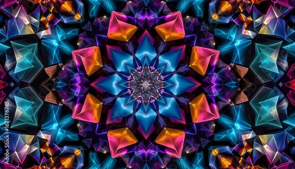 Obraz 暖色系を中心とした万華鏡模様