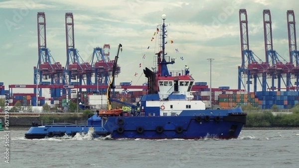 Obraz Tugboat in port of Hamburg