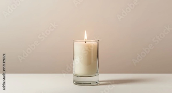 Fototapeta Serene Candlelight. A Study in Stillness, Light, and Minimalist Composition.