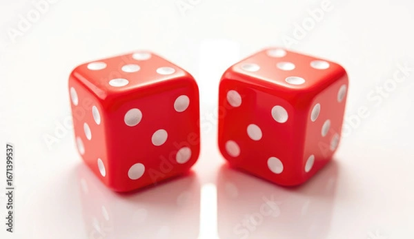 Fototapeta two red dice isolated on transparent background Remove png, Clipping Path, pen tool 