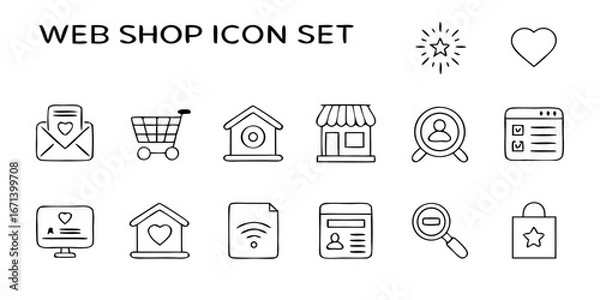 Fototapeta set of web shop icons for web design