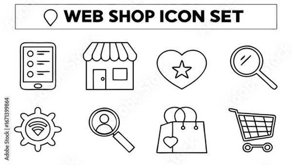 Fototapeta Web shop set of icons for web design