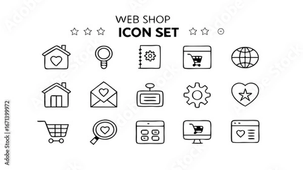 Fototapeta Web shop icon set vector illustration 
