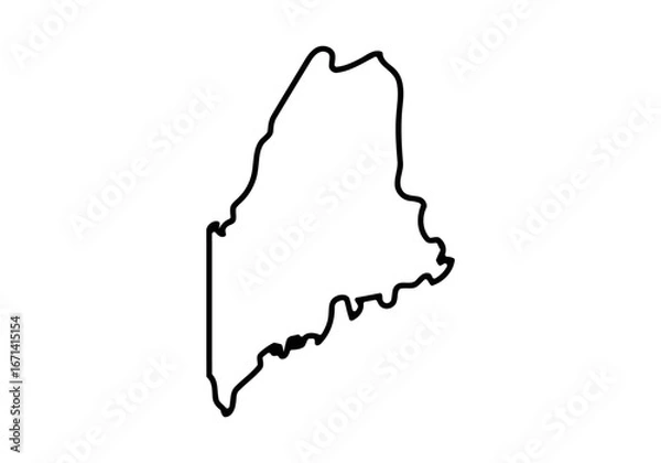 Fototapeta Geographic boundary outline of the US state of Maine. Simple vector map illustration isolated on a white background for design