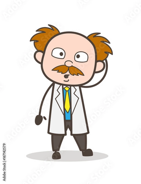 Obraz Cartoon Scientist Shocking Expression Vector