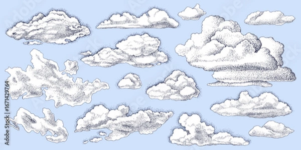 Fototapeta Hand drawn clouds collection vector