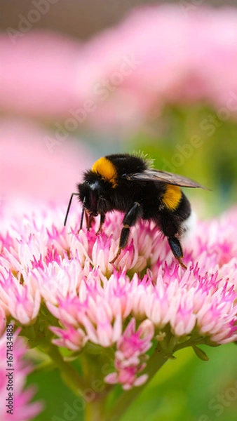 Obraz Bumblebee on pink flowers