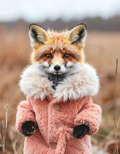 Obraz Fox wearing coat outdoor scene