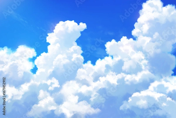 Obraz 青空と雲　背景イラスト