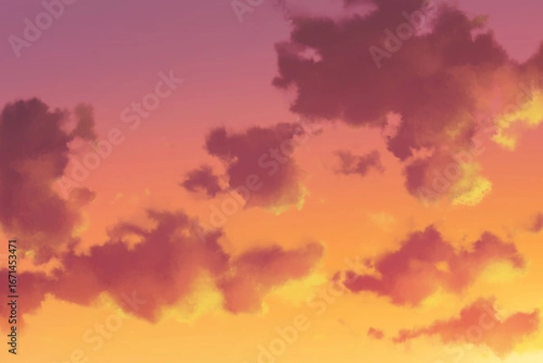 Fototapeta 夕空　背景イラスト