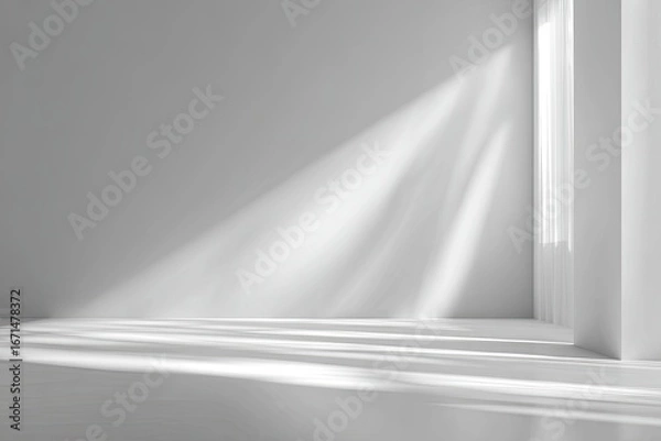 Obraz Empty, bright white room with sunbeams