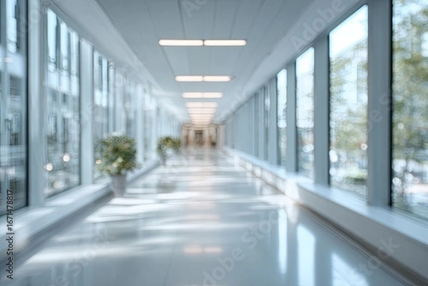 Obraz Blurry interior hallway, bright and spacious