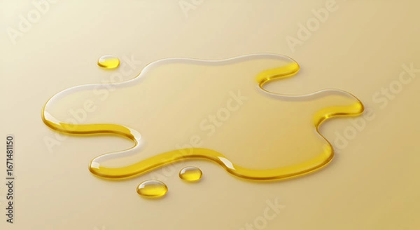 Fototapeta Golden liquid spill: Close-up of fluid splash on a reflective surface background