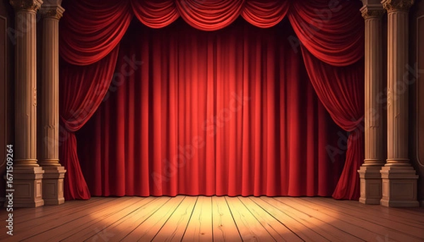 Fototapeta Red curtain backdrop like for theater or stage