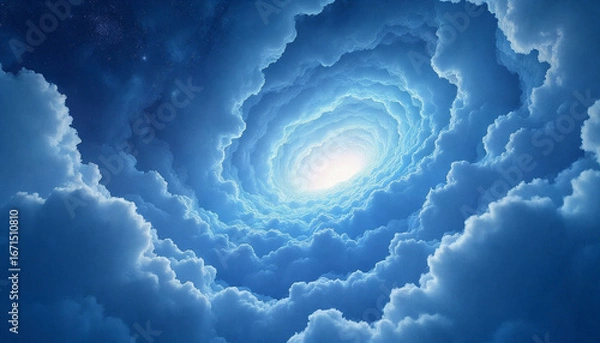 Fototapeta background of rolling clouds like a tunnel towards the light