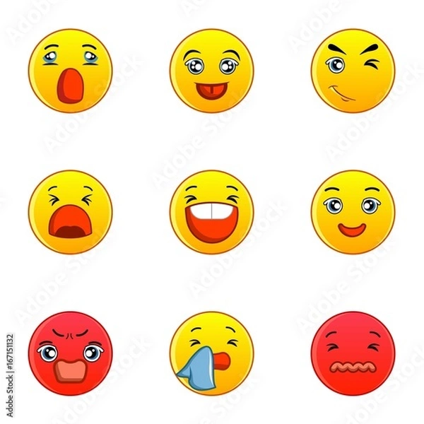 Fototapeta Different type of emotion icons set, flat style