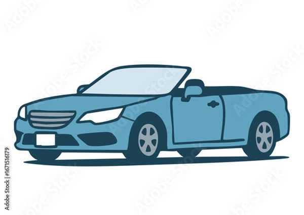 Fototapeta オープンカーのシンプルなイラスト