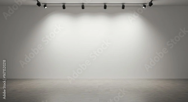 Fototapeta Empty Gallery Wall with Track Lighting Modern Minimalist Interior Design