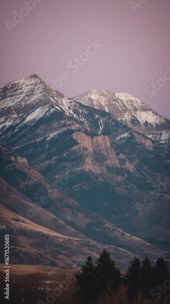 Obraz Majestic Snow-Capped Mountains at Dusk in Winter