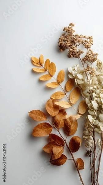 Obraz Dried Foliage Arrangement on Neutral Background
