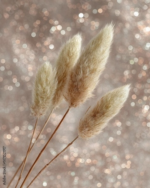 Obraz Soft Beige Pampas Grass with Sparkling Background