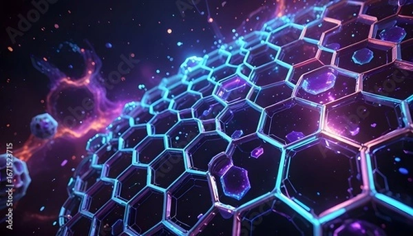 Obraz abstract blue background with hexagons