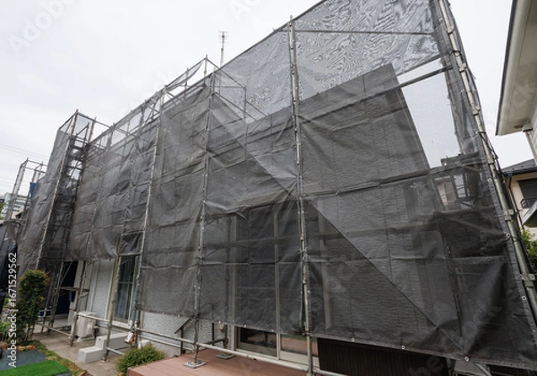 Obraz 住宅の足場と養生ネット