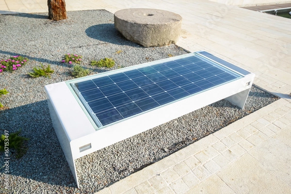 Fototapeta Bench with solar panel