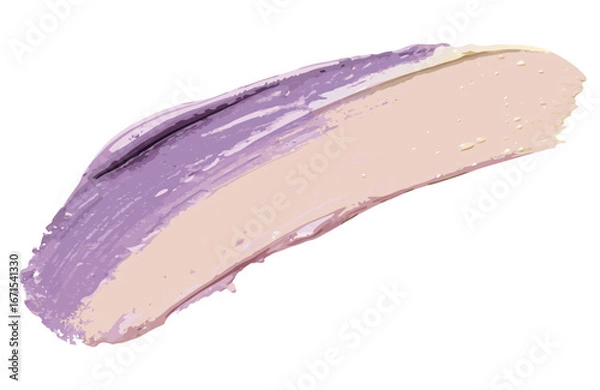 Fototapeta Purple and yellow paint strokes blending together to create gradient effect on transparent background for colorful packaging