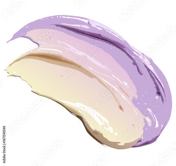 Fototapeta Purple and yellow paint strokes blending together to create gradient effect on transparent background for colorful packaging
