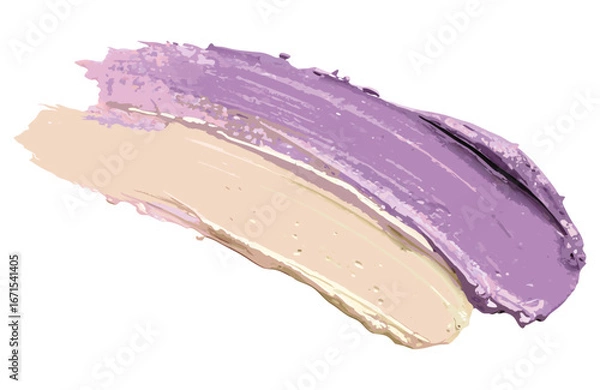 Fototapeta Paint strokes curving and overlapping in pink and purple on transparent background for dynamic abstract design ideal for beauty packaging cosmetic branding and web banners for poster and print use