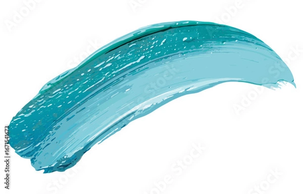 Fototapeta Vibrant blue and turquoise brushstrokes applied with motion creating textured shapes on transparent background for colorful packaging and web banners for packaging and label design plus web banners..