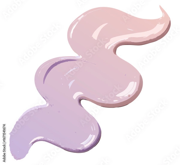 Fototapeta Paint strokes curving and overlapping in pink and purple on transparent background for dynamic abstract design ideal for beauty packaging cosmetic branding and web banners for poster and print use