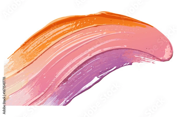 Fototapeta Colorful brushstrokes in orange pink and purple forming vibrant textured design element on transparent background for cosmetic packaging and digital banners for product packaging labels