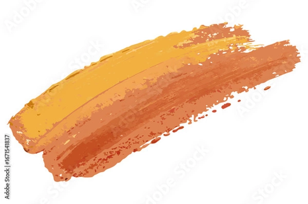 Fototapeta Yellow and orange brushstrokes blend to create high contrast dynamic strokes on transparent background for packaging labels and colorful marketing graphics and web assets and product mockups