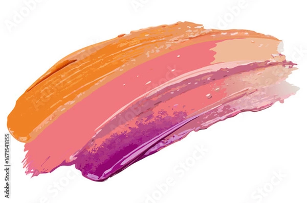 Fototapeta Colorful brushstrokes in orange pink and purple forming vibrant textured design element on transparent background for cosmetic packaging and digital banners for product packaging labels