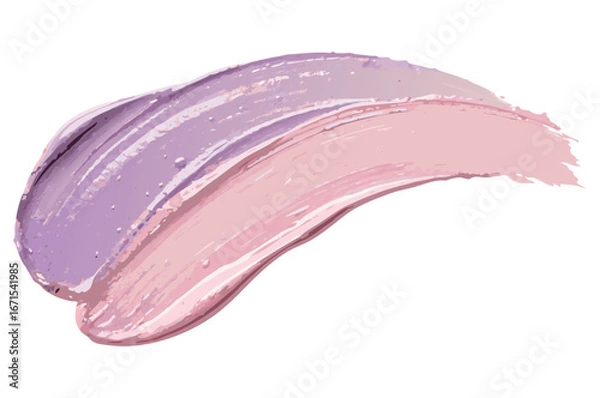 Fototapeta Pink purple creamy paint blending into textured brushstroke on transparent background for beauty packaging and cosmetic product visuals and web banners and for packaging and label design
