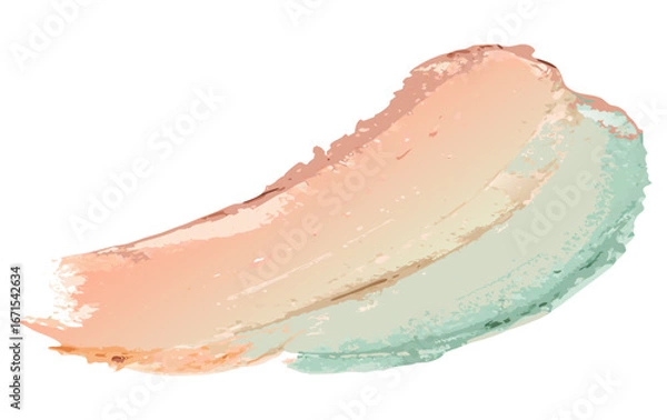 Fototapeta Creamy pastel strokes in turquoise white peach and beige creating textured design element on transparent background for cosmetic labels and web assets for packaging and label design plus web banners