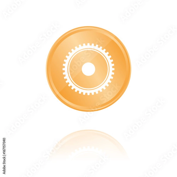 Fototapeta Zahnrad viele Zähne Bronze Münze mit Reflektion