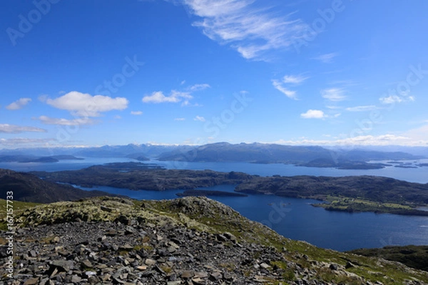 Obraz A mountain top with beautiful views of the lake at Stord, Sunnhordland