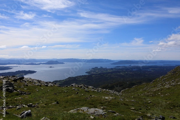 Obraz A mountain top with beautiful views of the lake at Stord, Sunnhordland